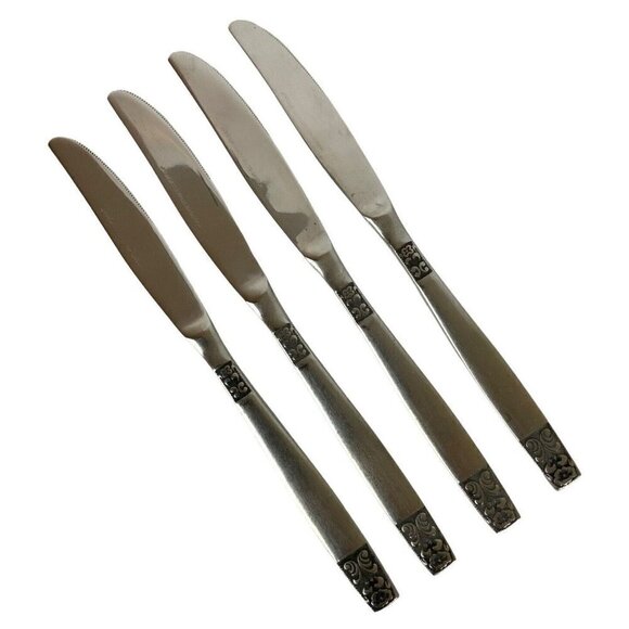 Rogers by Stanley Roberts Danesmore Dinner Knives Satin Stainless Steel 1970s - Picture 1 of 4